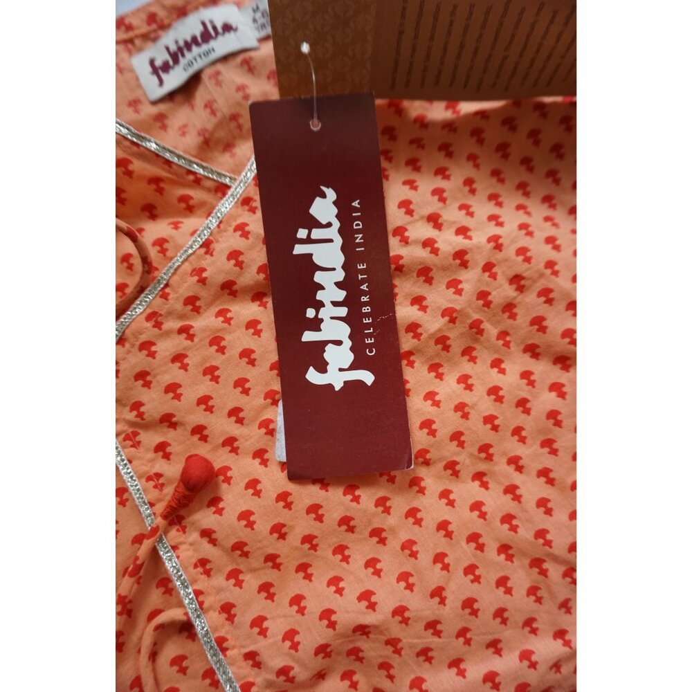 FabIndia Boys Orange/ Red Kurta Set – Size M, NWT - Picture 2 of 7